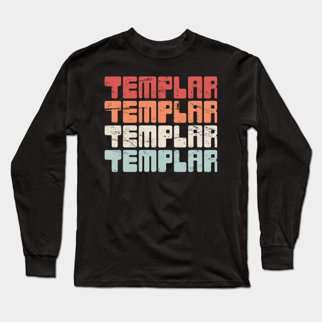 TEMPLAR | Vintage Crusader Text Long Sleeve T-Shirt by MeatMan